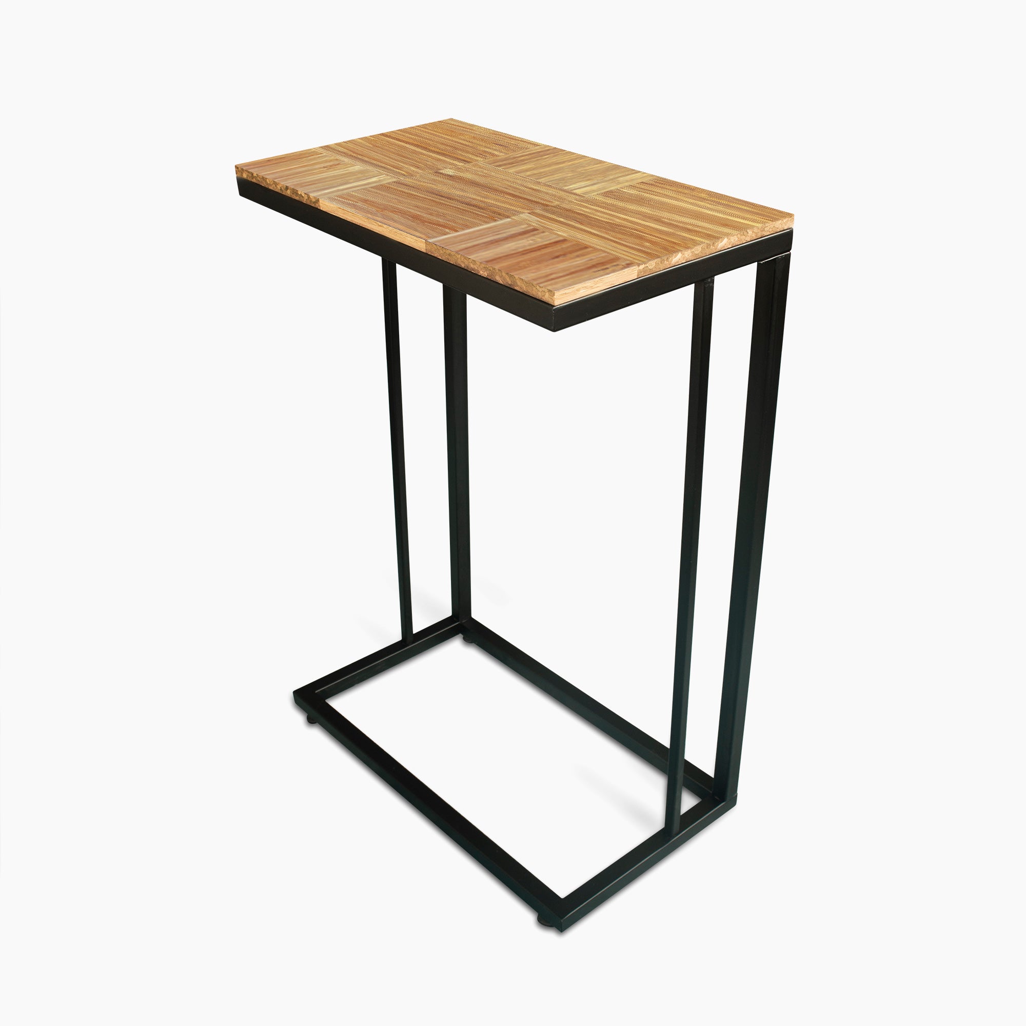 Small Wood Top Side Table with Brass Faux Bamboo Legs - Item: 10545